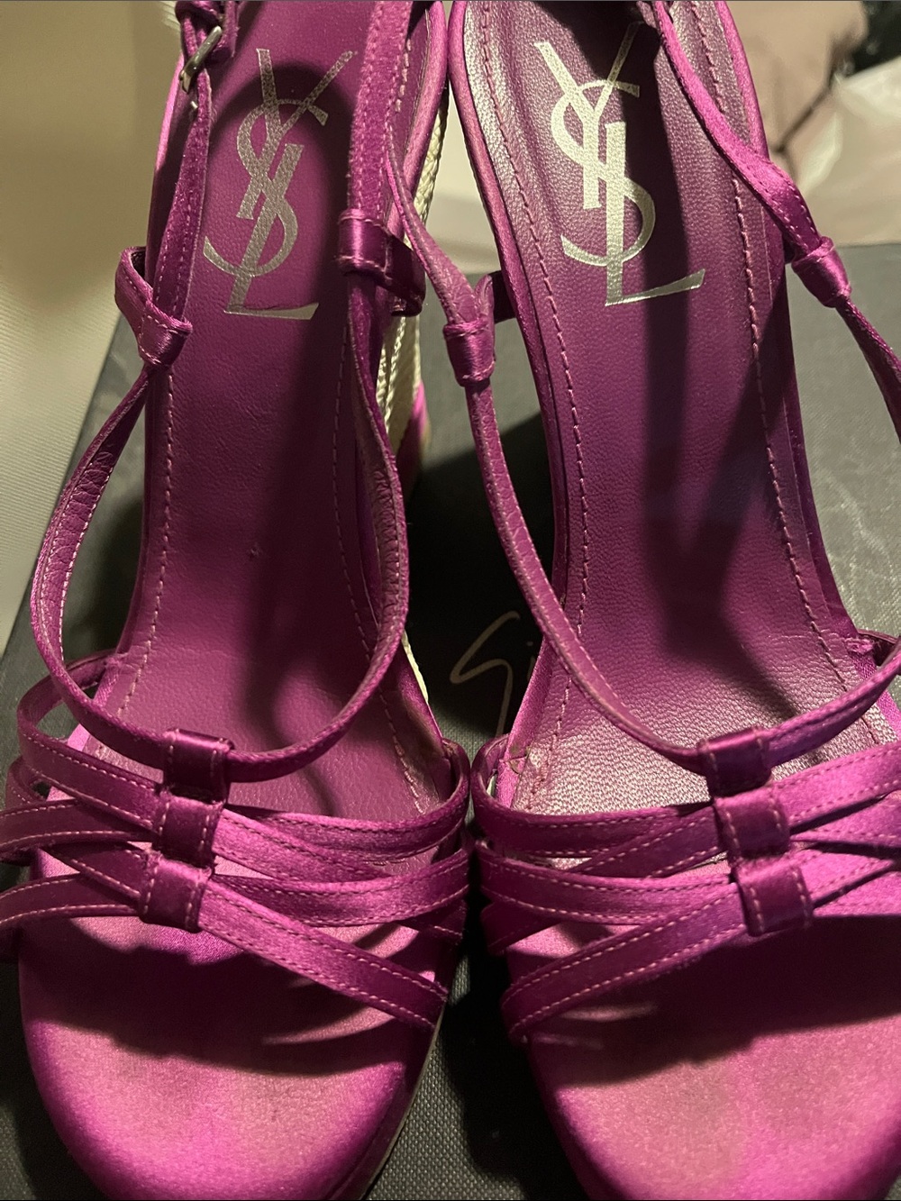 Saint Laurent Magenta Strappy High-Heel Sandals